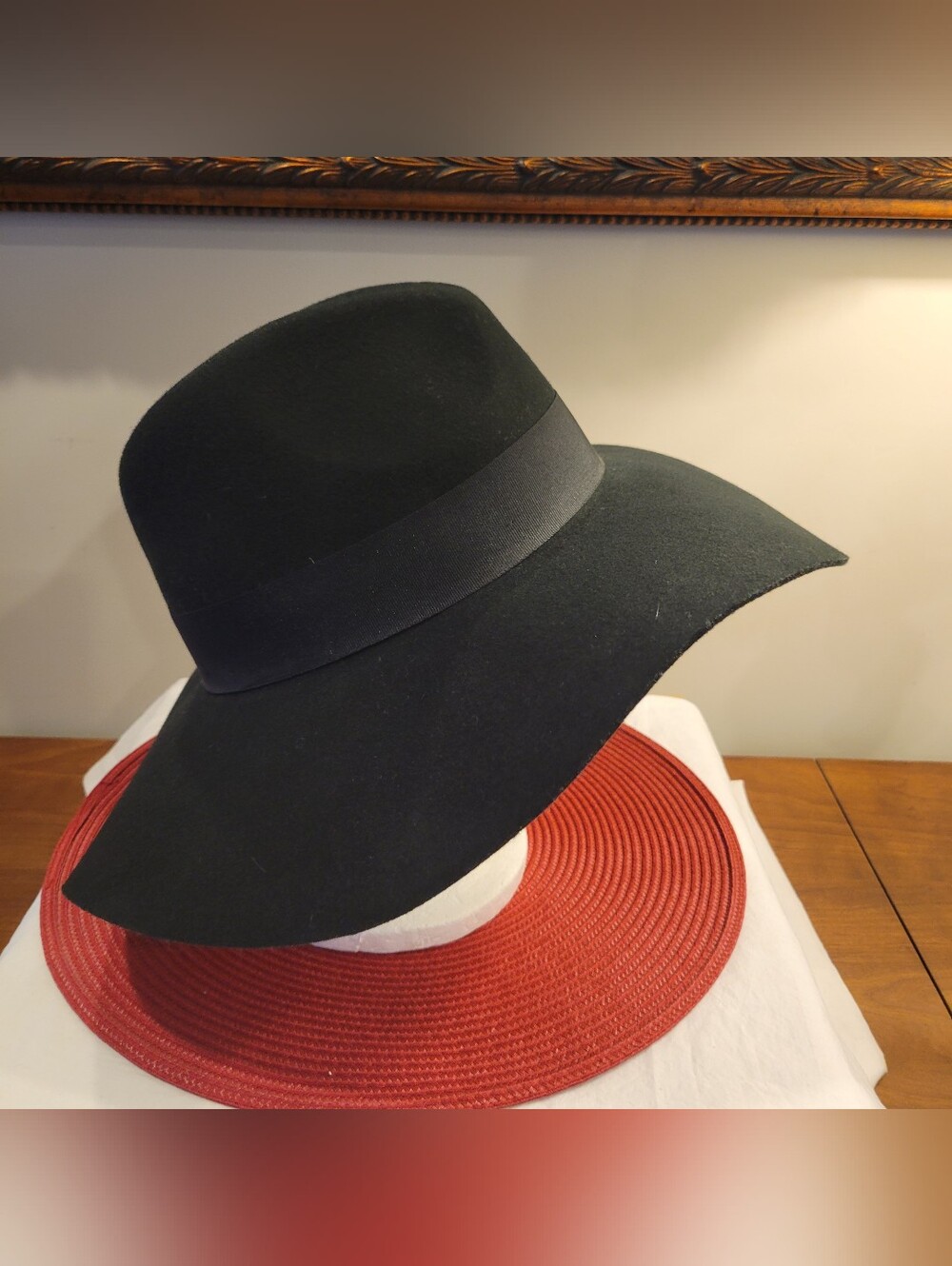 💄EUC~ BRIXTON Black Wide-Brim Wool Hat